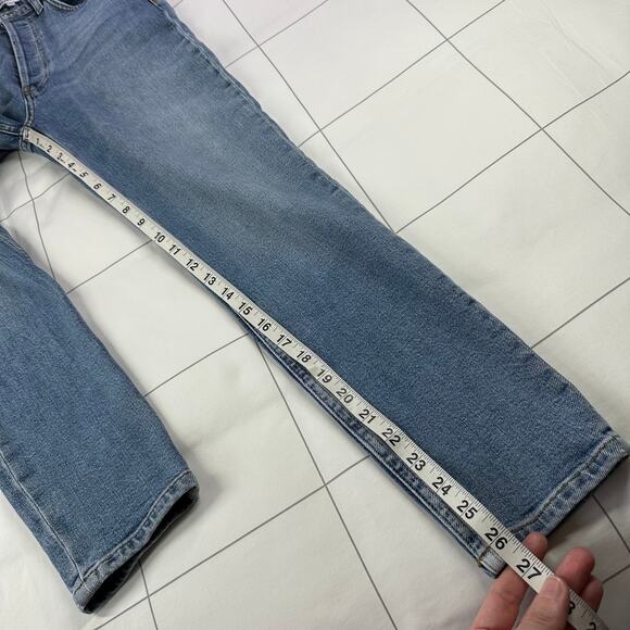 Re/Done Jeans Womens 26 Blue High Rise Ankle Crop Mid 90s Button Fly Medium Wash - Picture 13 of 15